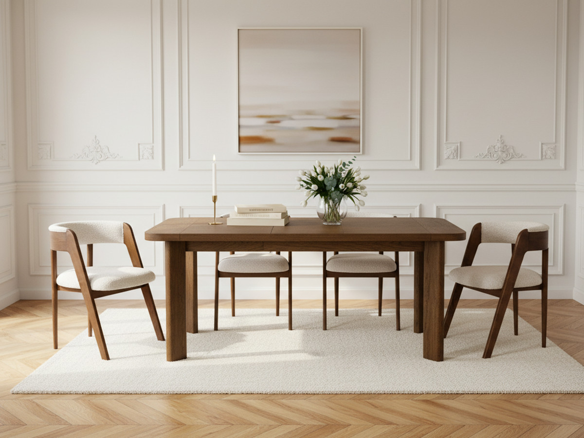 ensemble luminy avec table a manger extensible 150 a 210 cm chaises bastide placage chene massif