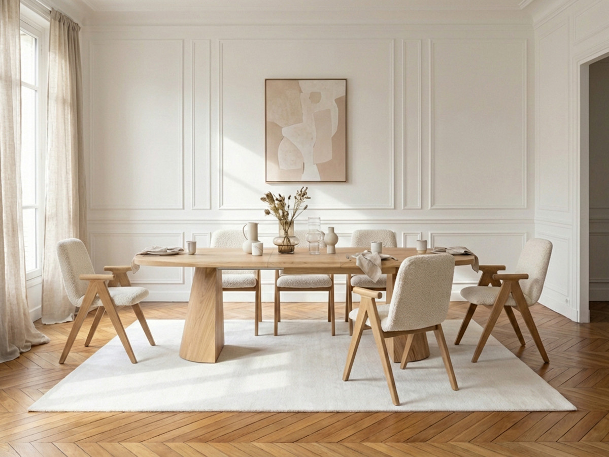 ensemble mazargues avec table a manger extensible 200 a 300 cm 6 chaises pagnol placage chene massif