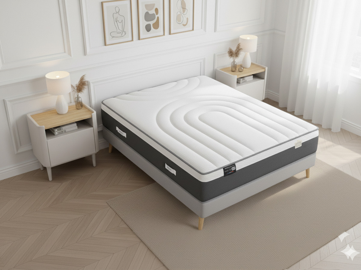 matelas hybride eylau 27 cm ressorts ensaches et mousse a memoire de forme bobochic x simmons